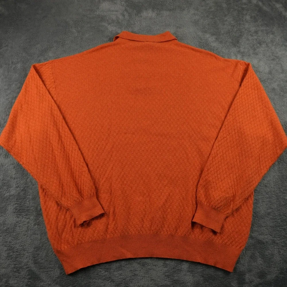 Gitman Bros Polo Sweater Mens XXL Orange Merino Cashmere Blend Made in Italy